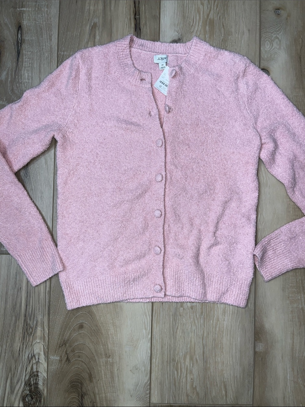J.Crew Factory Cotton-blend Bouclé Cardigan Sweater Pink Size XS NEW